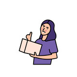 reseller, distributor, courier, dropshipper. illustration of a happy woman holding a box or package. successful workers. flat cartoon style. vector design