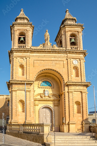 View at the Chruch of Our Lady of Pompei in the streets of Marsaxlokk - Malta
