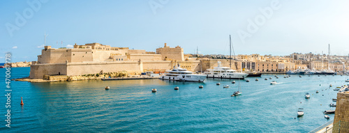 Panoramic view at the Fort Saint Angelo -bastioned fort in Birgu - Malta