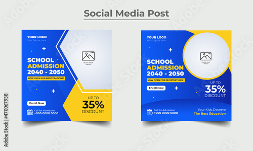 school admission social media post design template