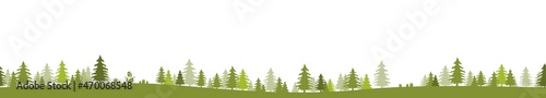 christmas landscape panorama background with firs woodland
