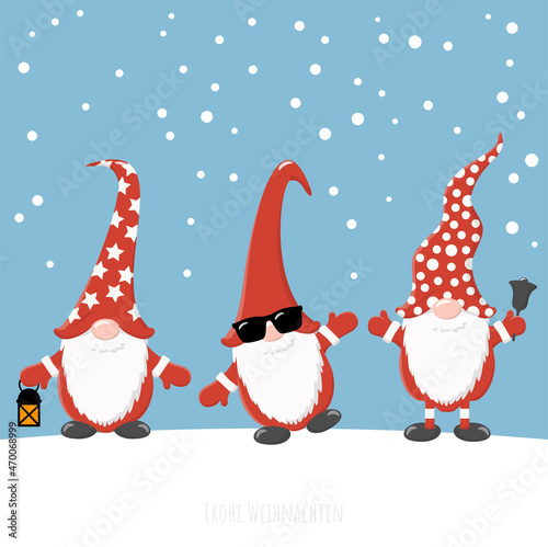 merry christmas gnomes with snow fall