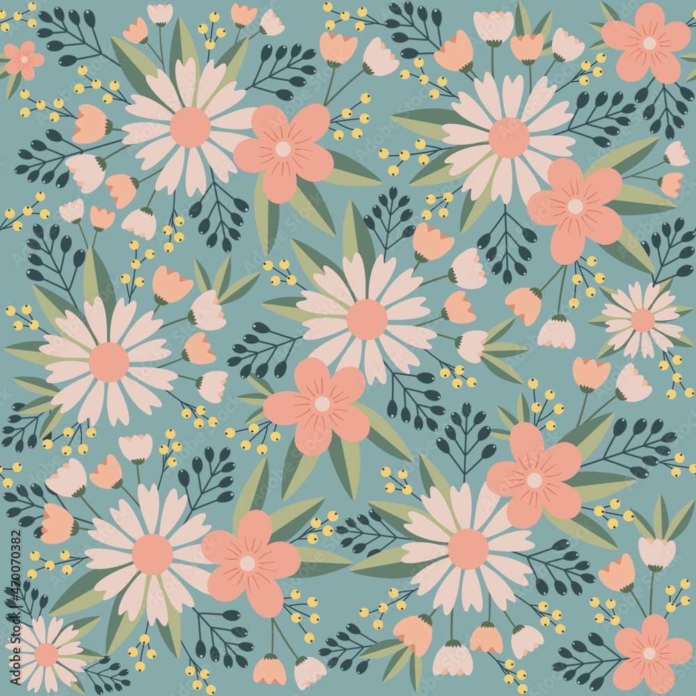 Coral Blossoms Seamless Pattern Design