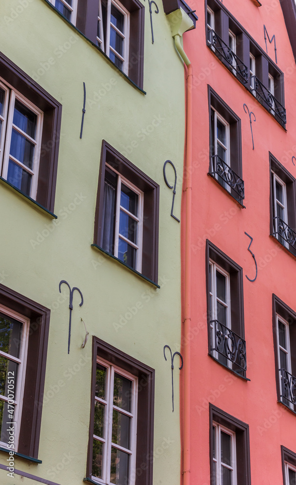 Colorful old houses in the historic center of Cologne, Germany