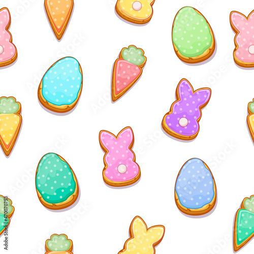 Easter cookies seamless pattern, festive wrapping texture.