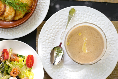 Mushroom puree soup close up