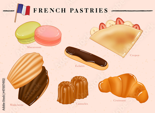 French pastries illustration