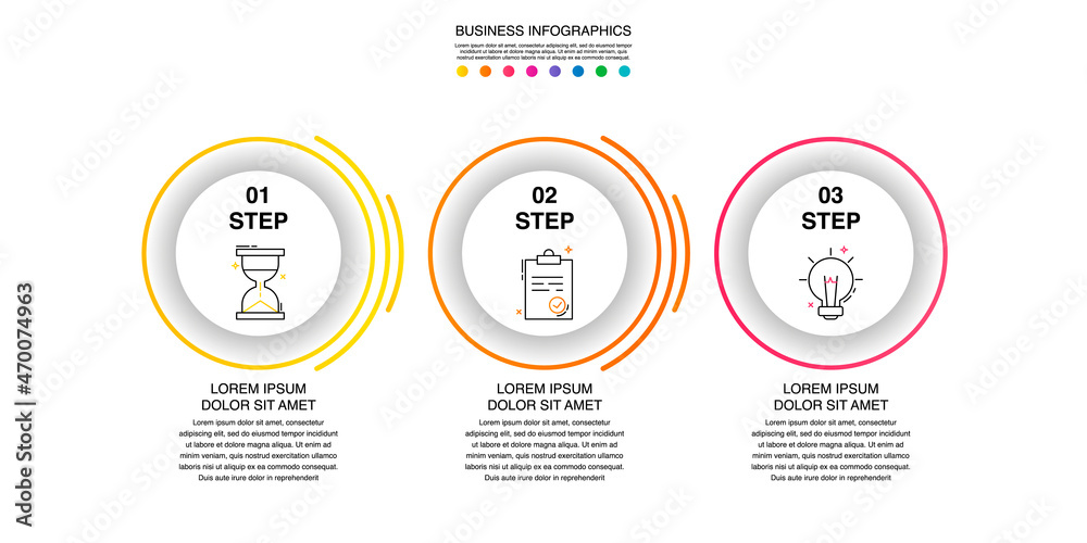 Modern 3D vector illustration. Circular infographic template with three elements. Contains icons and text. Designed for business, presentations, web design, 3-step diagrams. Modern 3D vector illustration. Circular infographic template with three elements. Contains icons and text. Designed for business, presentations, web design, 3-step diagrams.