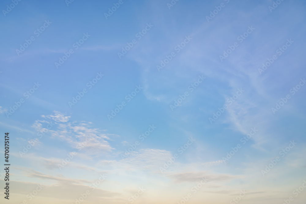 Summer blue sky cloud gradient fade white background. Beauty clear cloudy in sunshine calm bright winter air bacground. Wide vivid cyan landscape in environment day Outdoor horizon skyline spring wind