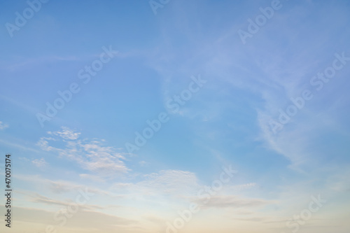 Summer blue sky cloud gradient fade white background. Beauty clear cloudy in sunshine calm bright winter air bacground. Wide vivid cyan landscape in environment day Outdoor horizon skyline spring wind