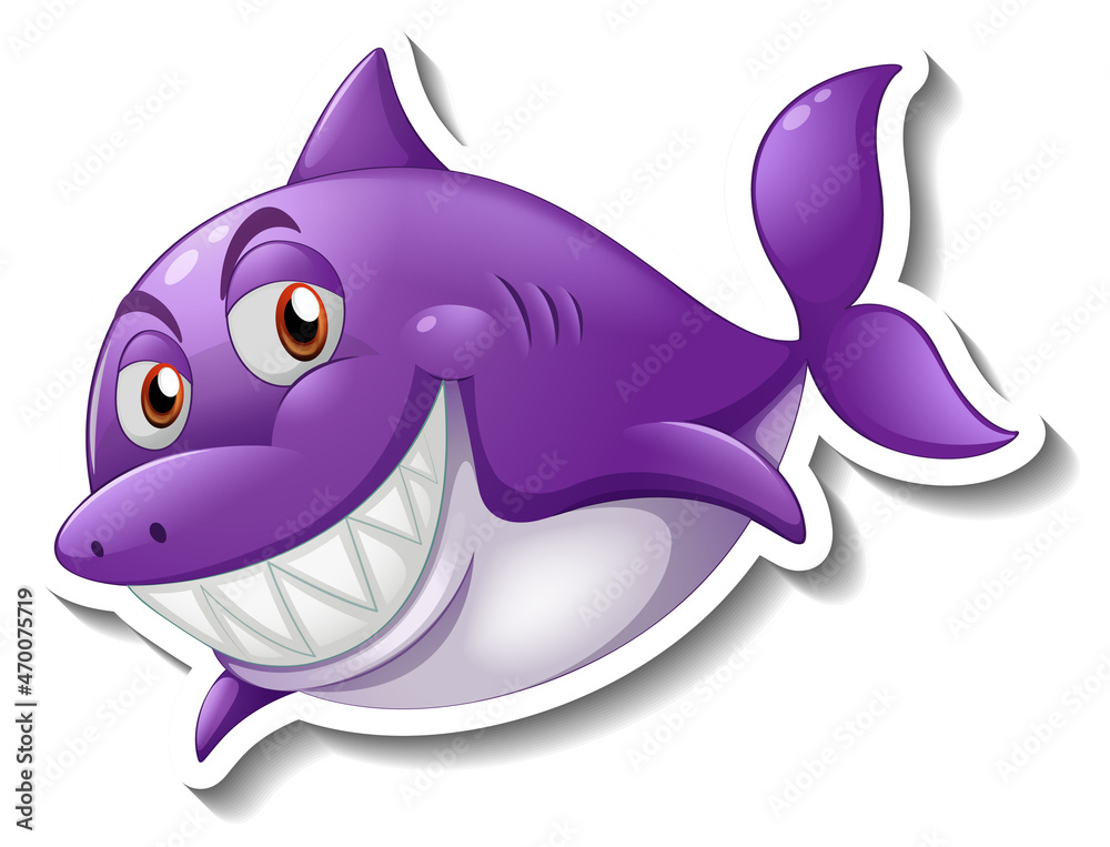 Smiling shark cartoon sticker Smiling shark cartoon sticker