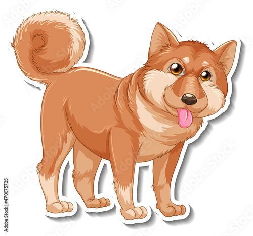 Sticker design with shiba inu dog isolated