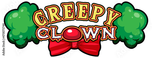 Creepy Clown word logo with clown wig and bow