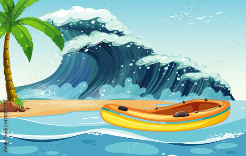 Inflatable boat at the beach