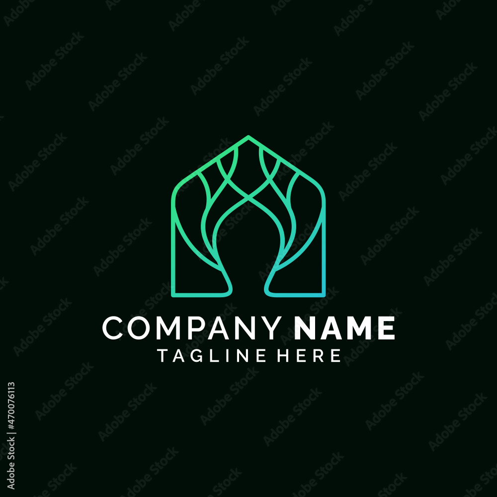 Nature home floral line art minimalist logo design Nature home floral line art minimalist logo design