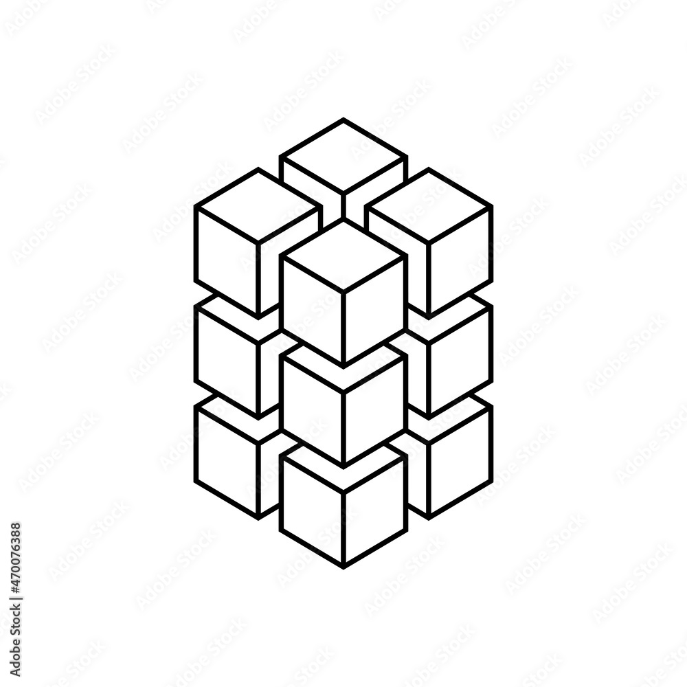 Geometric isometric cubes. The idea of a cube. Design concept of object elements. Vector flat illustration isolated. Geometric isometric cubes. The idea of a cube. Design concept of object elements. Vector flat illustration isolated.