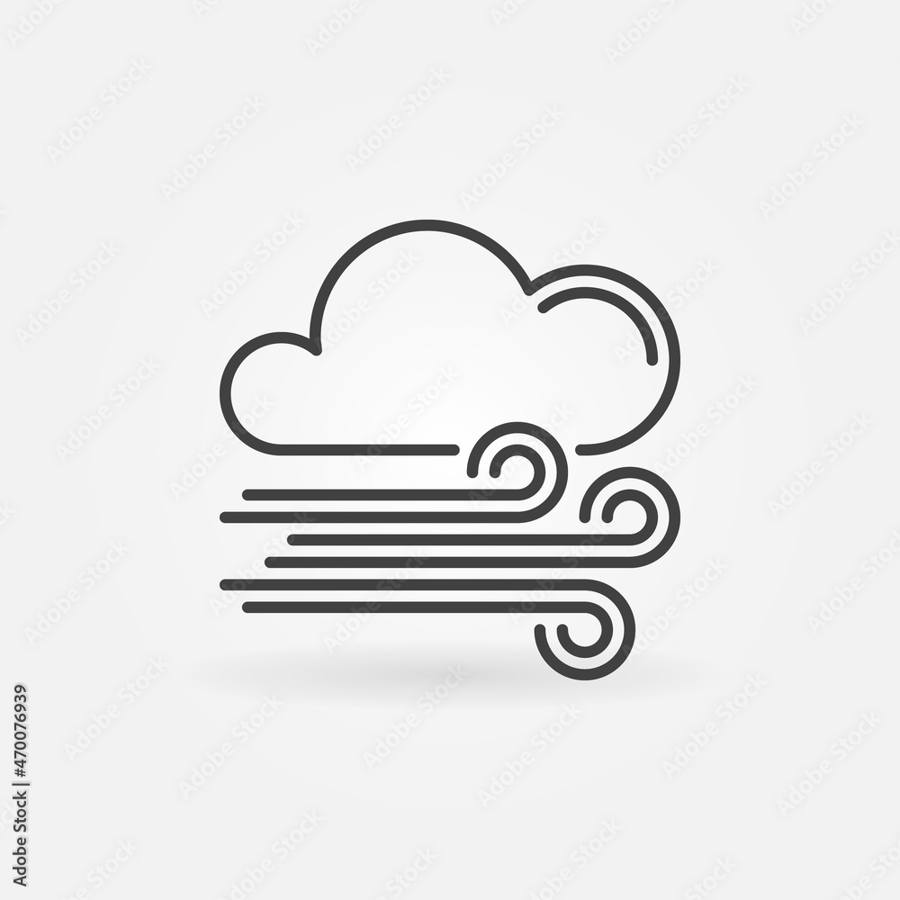 Cloud with Wind vector thin line Weather concept icon Cloud with Wind vector thin line Weather concept icon