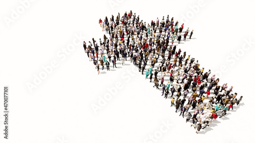Concept or conceptual large community of people forming the image of a religious christian cross. A 3d illustration metaphor for God, Christ, religion, spirituality, prayer, Jesus or belief