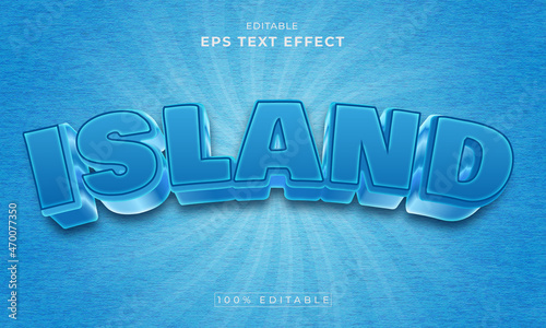 Island editable 3d text effect. Cartoon Layer Style vector