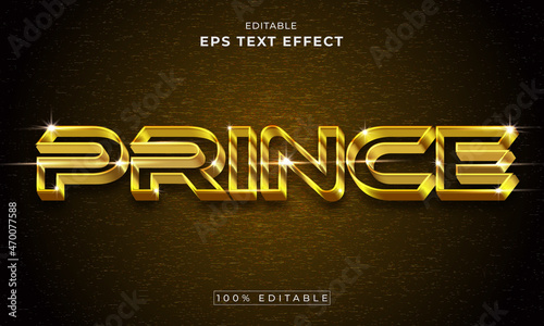 Prince Golden Luxury editable 3d text effect. Cartoon Layer Style vector
