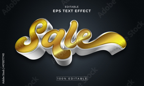 Sale Golden Luxury editable 3d text effect. Cartoon Layer Style vector
