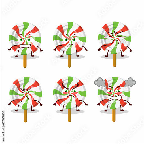 Twirl candy cartoon character with various angry expressions