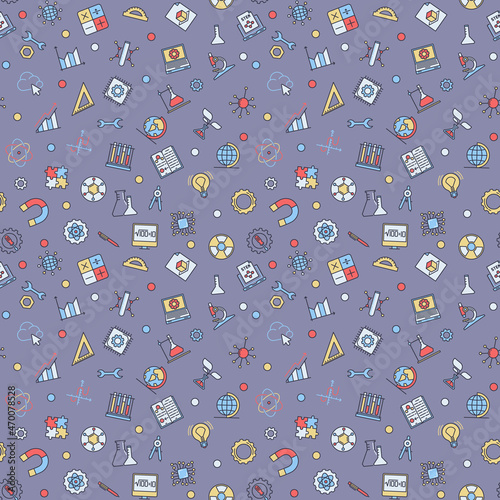 STEM Science colorful seamless pattern - vector background