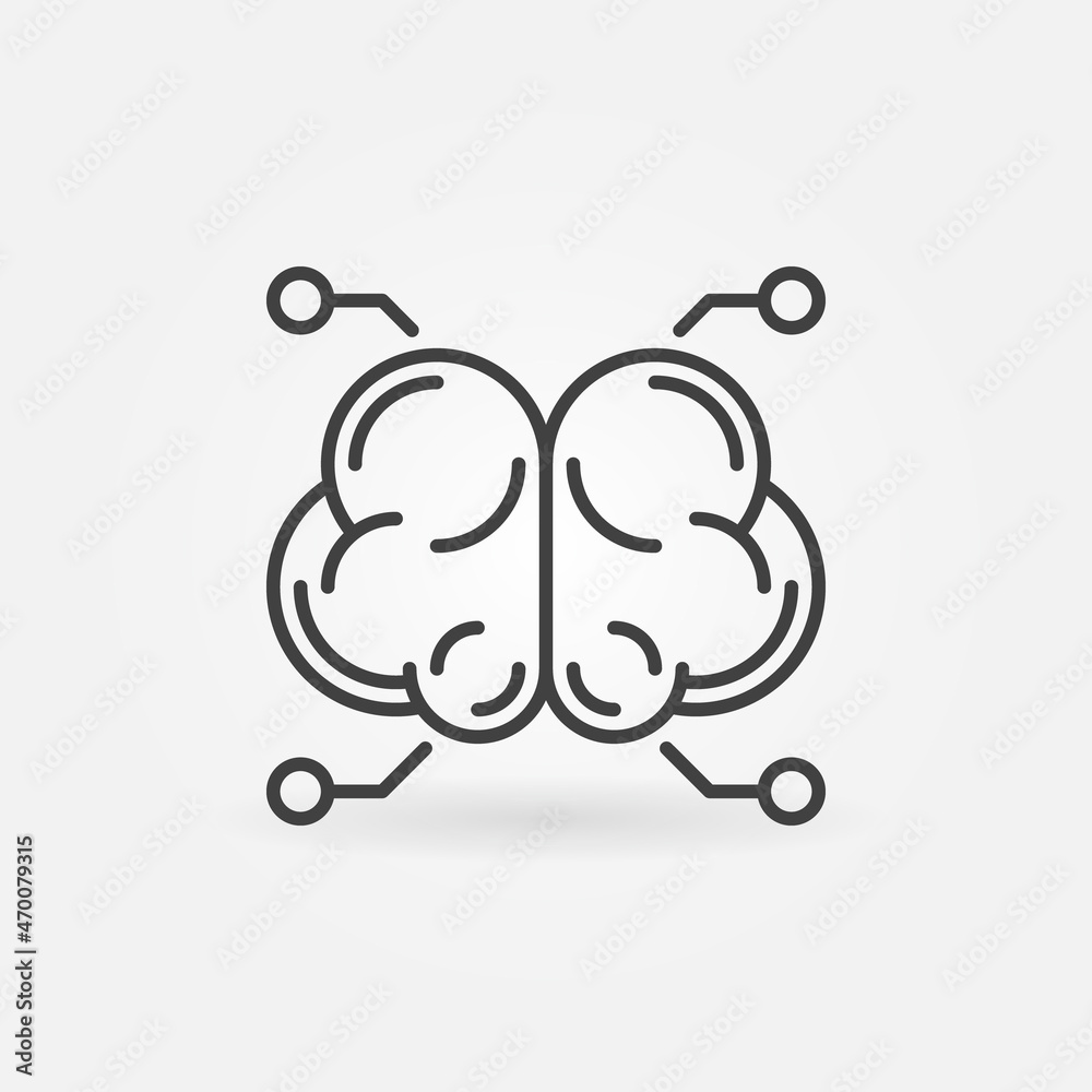AI Brain linear icon - vector Artificial Intelligence sign AI Brain linear icon - vector Artificial Intelligence sign