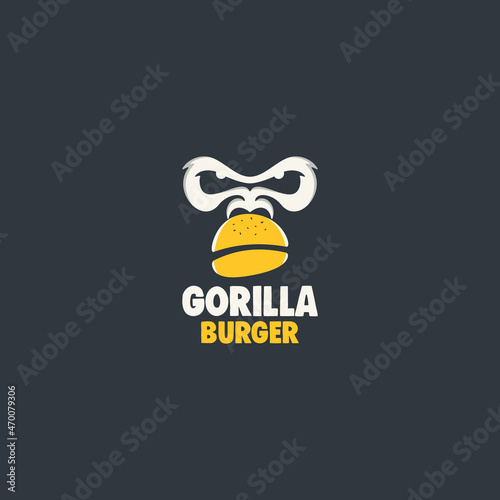 gorilla burger logo mascot illustration