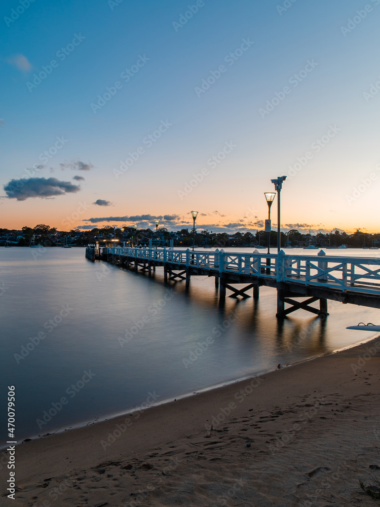 Dawn view of a jetty at Parramatta River, Sydney, Australia.