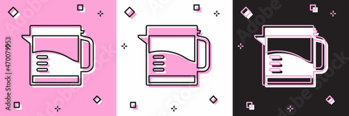 Set Electric kettle icon isolated on pink and white, black background. Teapot icon. Vector