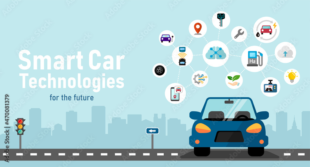 Smart car concept vector banner illustration