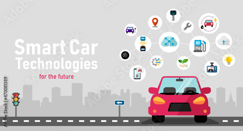 Smart car concept vector banner illustration