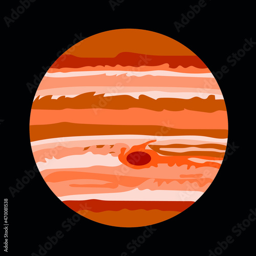 vector planet jupiter. planar image of the solar system gas giant