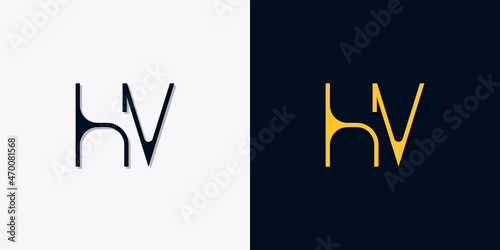 Minimalist abstract initial letters HV logo