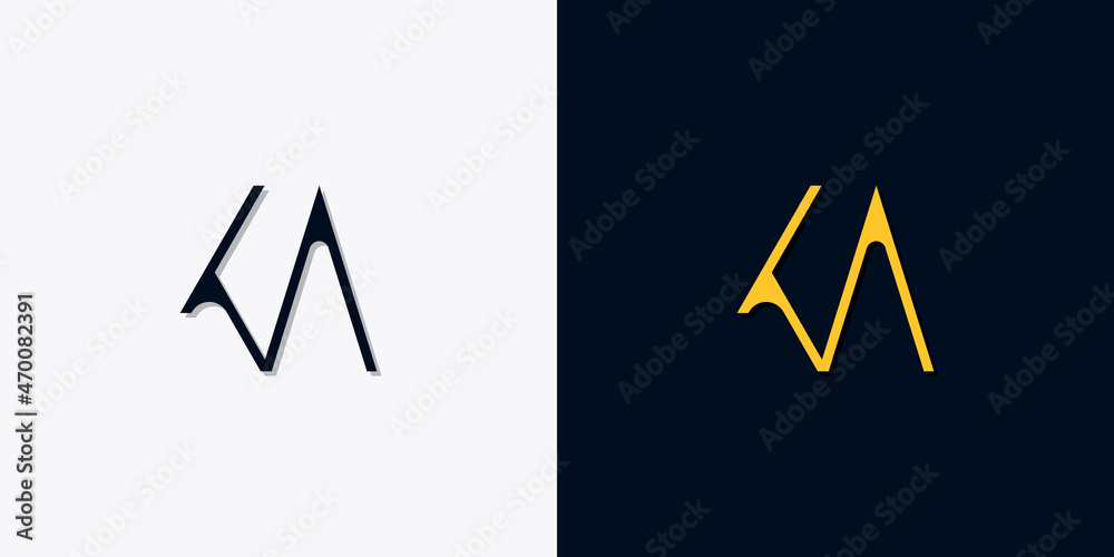 Minimalist abstract initial letters KA logo - obrazy, fototapety, plakaty 