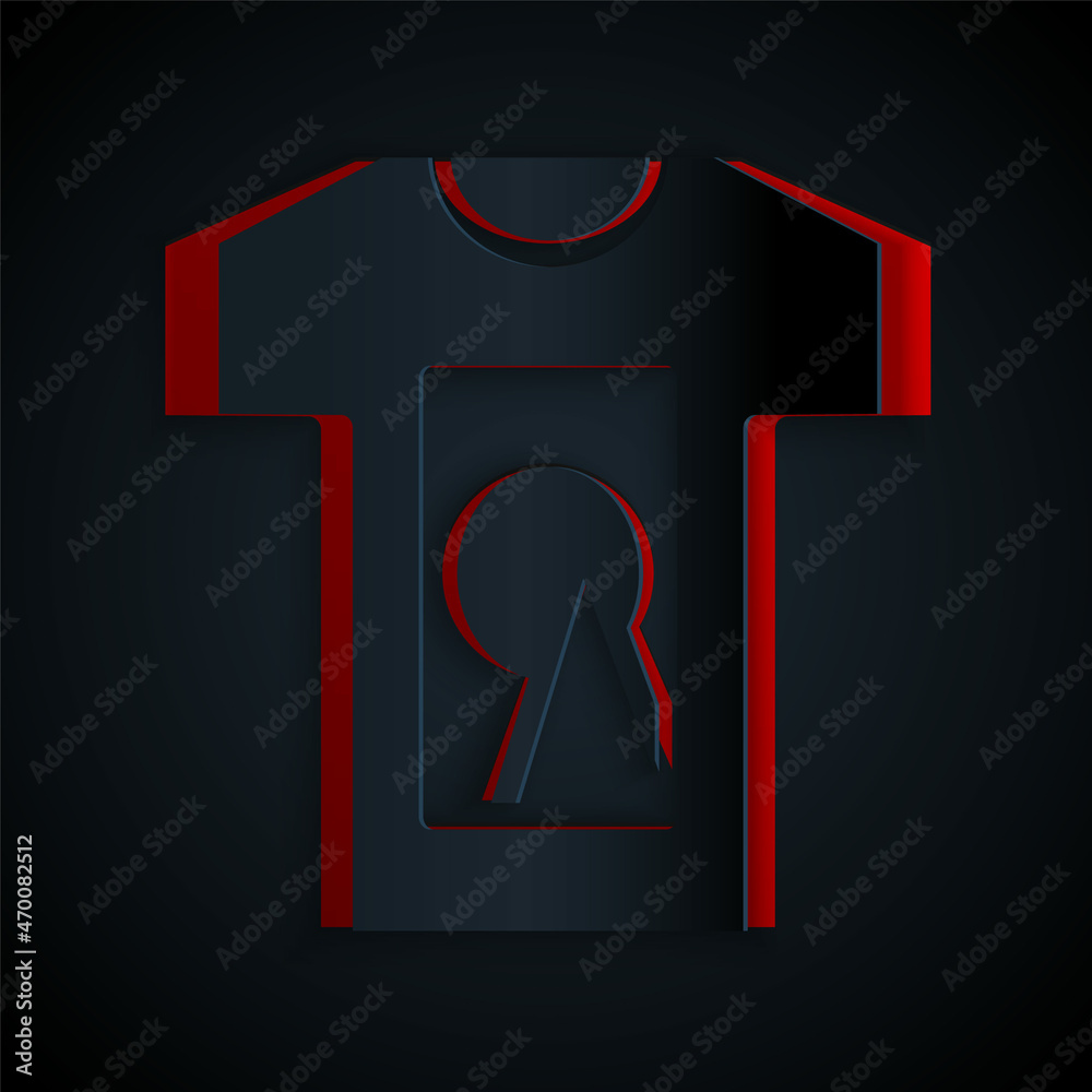 Paper cut T-shirt icon isolated on black background. Paper art style. Vector Paper cut T-shirt icon isolated on black background. Paper art style. Vector