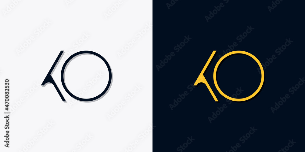 Minimalist abstract initial letters KO logo - obrazy, fototapety, plakaty 