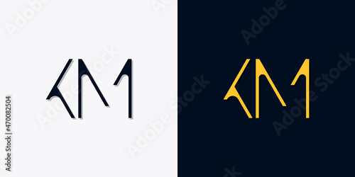 Minimalist abstract initial letters KM logo