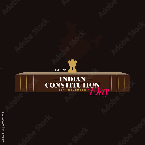 Creative Template Design for Indian Constitution Day, 26 November. Editable Illustration of Indian Map.