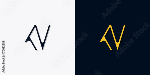 Minimalist abstract initial letters KV logo
