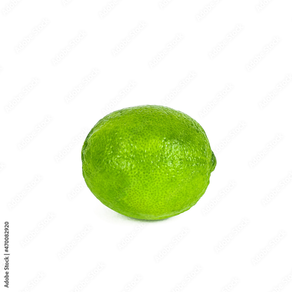 Fresh green juicy whole lime isolated on white background. Fresh green juicy whole lime isolated on white background.