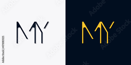 Minimalist abstract initial letters MY logo