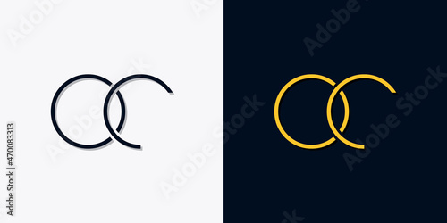 Minimalist abstract initial letters OC logo photo