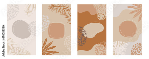 african background.Vector Set of abstract posters in minimalistic style.plants,shapes and landscape. Collection of contemporary art.tribal boho.decorative savanna cover template card