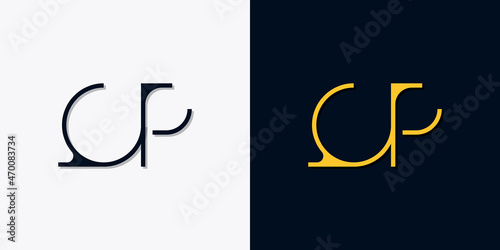 Minimalist abstract initial letters QP logo