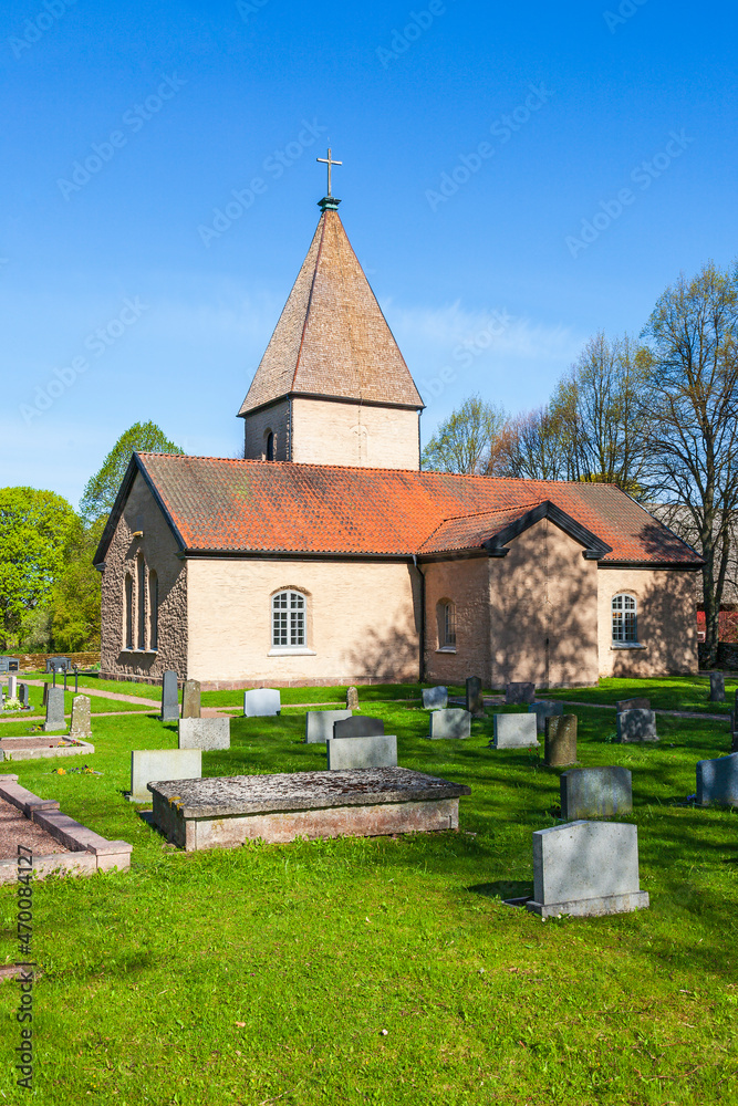 Cemetery with graves at a church in Sweden Cemetery with graves at a church in Sweden
