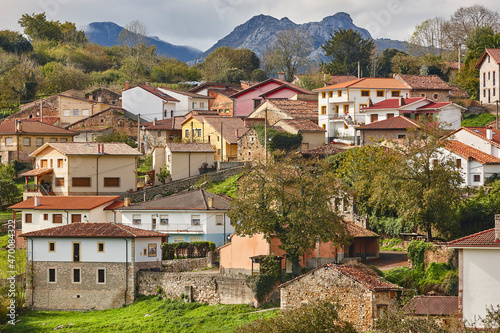 Picturesque traditional mountain village in Asturias. Asiegu, Spain