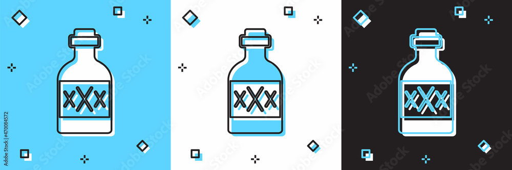 Set Tequila bottle icon isolated on blue and white, black background. Mexican alcohol drink. Vector Set Tequila bottle icon isolated on blue and white, black background. Mexican alcohol drink. Vector