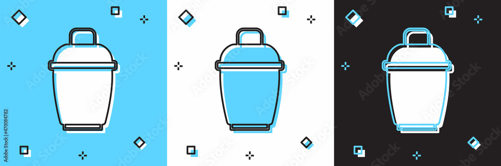 Set Cocktail shaker icon isolated on blue and white, black background. Vector Set Cocktail shaker icon isolated on blue and white, black background. Vector